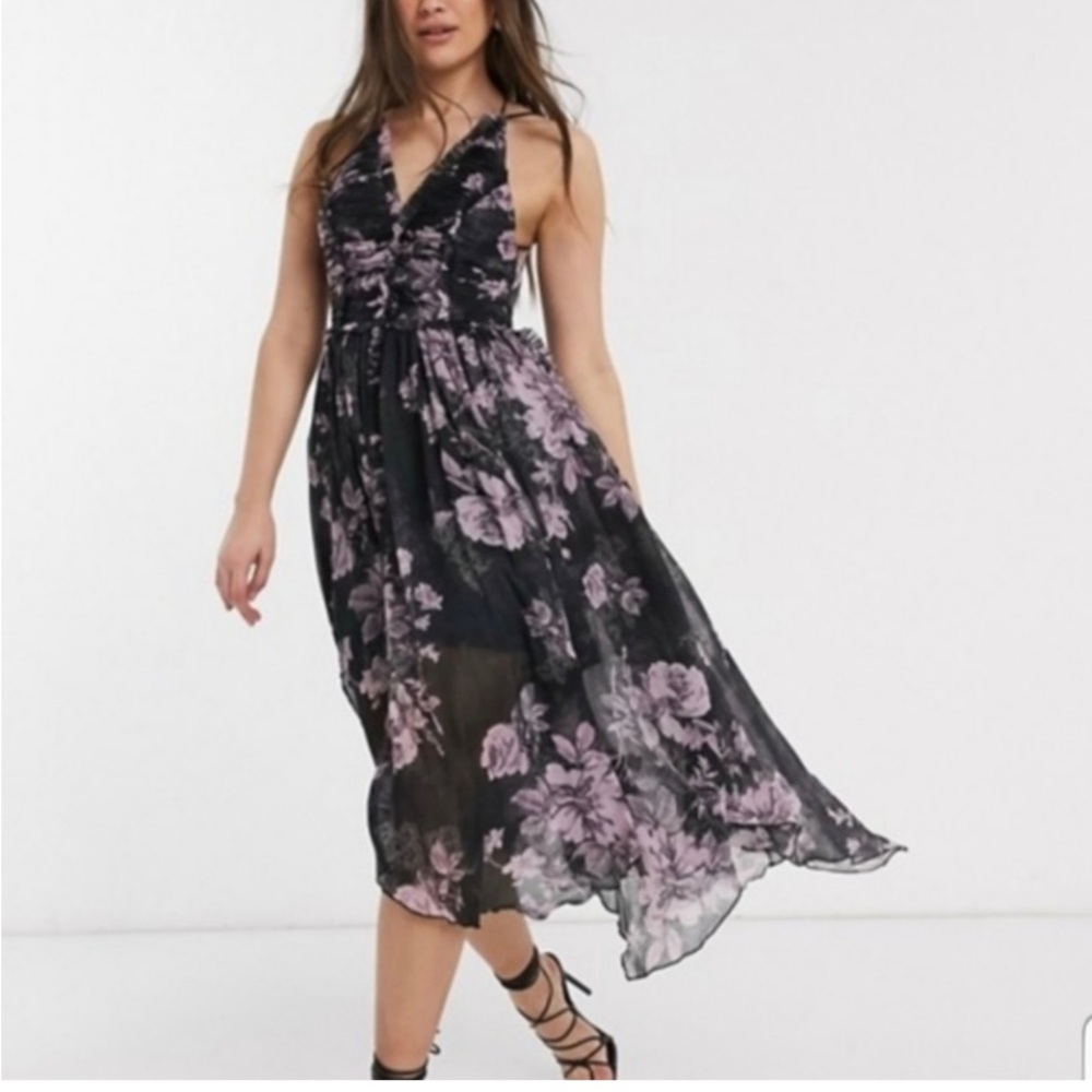 NWT ASOS black floral dress dark romantic Goth whimsical size 12